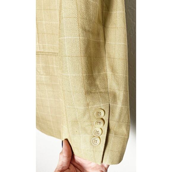 Lauren Ralph Lauren Men's Silk Blazer Sport Jacket Tan Beige Check Classic 42R - Picture 5 of 10